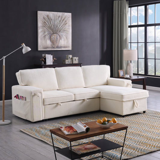Upholstery Sleeper Sectional Sofa with Storage Space