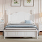 Full Size Wood Platform Bed Frame,Retro Style Platform Bed with Wooden Slat Support,White