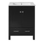 48-Inch Black Bathroom Vanity with Integrated Undermount Ceramic Sinks, Soft-Close Doors, Divided Drawer, and Double-Layer Door Shelf in Solid Wood+MDF Frame