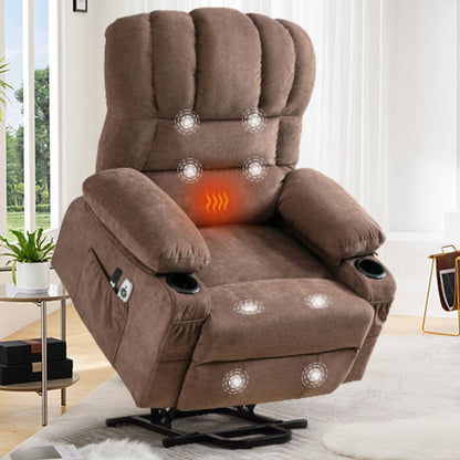 Power Electric massage lift lounge chair, suitable for the elderly, with heating and vibration functions, with USB, can be used for lying down. BROWN