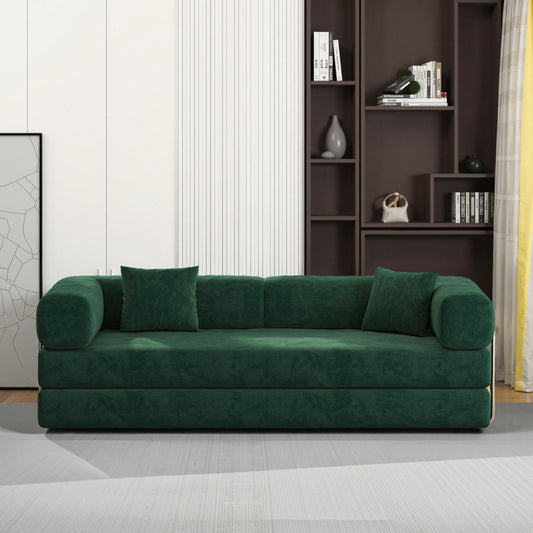 78.8inch  Modular Sectional Sofa, Convertible Pudding Block Sofa, Floor Standing Sofa Bed Arm Comfort Sofa Bed, Compression Sofa for Living Room and Bedroom -  (Green)