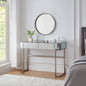 39' Mirrored Makeup Vanity Table with Stainless Steel Base, Mirrored Console Dressing Table with 2 Drawers,Versatile Desk for Bedroom and Office, Silver