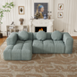 Modern upholstered combination sofa set, fully compressed modular 103' L-shaped combination living room sofa set with 3 pillows, free combination sofa for living room and bedroom (left side recliner)