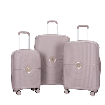 Hardshell Suitcase Double Spinner Wheels PP Luggage Sets Lightweight Durable Suitcase with TSA Lock,3-Piece Set (20/24/28) , Griege-Old SKU W284113621/W284113622/W284113623/W284113624/W284113625