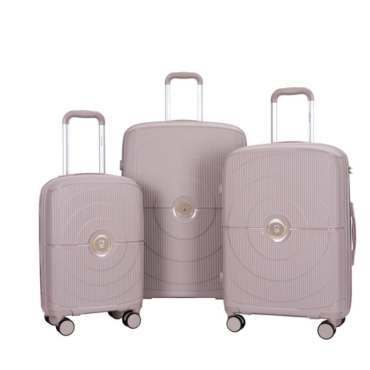 Hardshell Suitcase Double Spinner Wheels PP Luggage Sets Lightweight Durable Suitcase with TSA Lock,3-Piece Set (20/24/28) , Griege-Old SKU W284113621/W284113622/W284113623/W284113624/W284113625