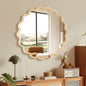 Solid Wood Wavy Mirror-Natural-Wood Vanity Mirror Wall Decor 42' x 42' Modern Mirror Wall Decor for Bathroom, Bedroom, Living Room, Dining Room, Cloakroom, Entryway