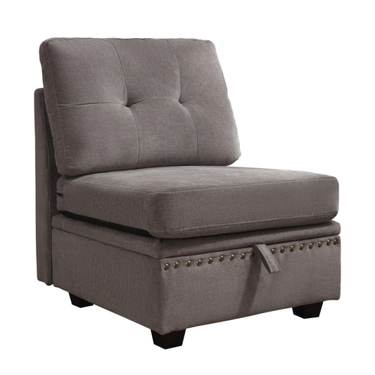 Vintage Modular Sectional Sofa, Convertible Multiple Combination Sofa Couch with Storage, Memory Foam, Vintage Copper Nail Modular Sectionals M-Middle Module GREY (1 middle stool)