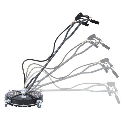 Universal 22' Industrial Plastic Cover Pressure Washer Surface Cleaner for Hot and Cold Water Machines, 3/8' Quick Connection, Recommended min 3450 PSI up to max of 4500 PSI, black