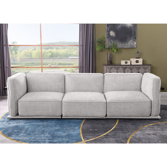 120' length , Fashionable modular sofa with iron and wood frame chenille sofa Light Gray ,uitable for living room,