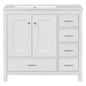 Modern 36' White Bathroom Vanity with Ceramic Sink Combo and Abundant Storage, 2 Soft-close Doors and 5 Drawers