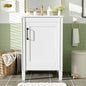 20' White Bathroom Vanity with Ceramic Sink, Soft Close Door, Adjustable U-Shaped Shelf, Door Storage Rack, Modern Freestanding Cabinet for Small Bathrooms