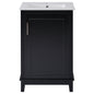Viedo 20 Inch Modern Small Bathroom Vanity Cabinet with Ceramic Basin, Ample Storage, Black, Solid Wood and MDF