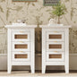 Wooden Nightstands Set of 2 with Rattan-Woven Surfaces and Three Drawers, Exquisite Elegance with Natural Storage Solutions for Bedroom, White