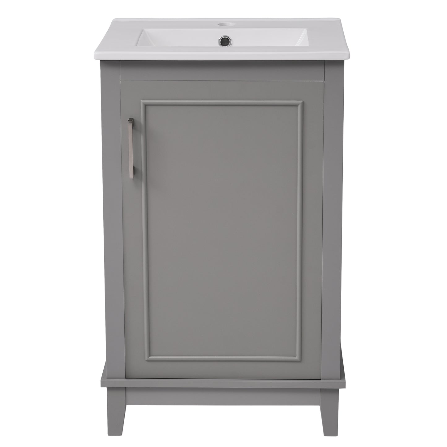 Viedo 20 Inch Modern Small Bathroom Vanity Cabinet with Ceramic Basin in Gray, Solid Wood & MDF, 20*14.5*33.3 Inches