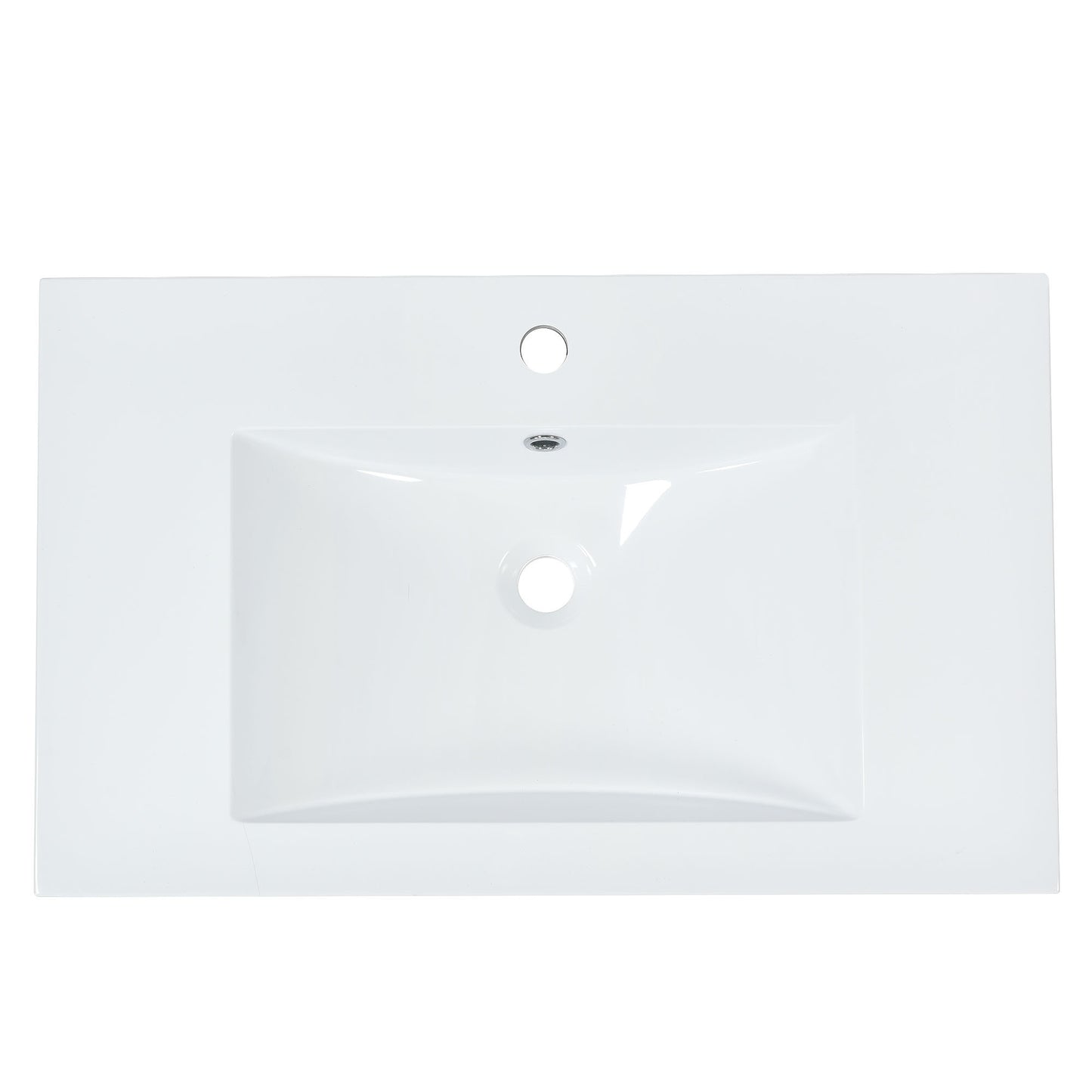 [Sink Only]30x18 inch rectangular single hole bathroom resin sink, vanity top sink only, white (faucet and cabinet not included)