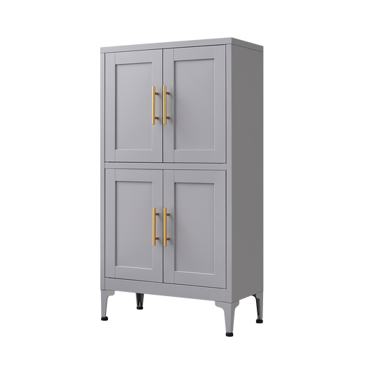 Grey Metal Kitchen Storage Cabinet, Kitchen Pantry Storage Cabinet with Doors and Shelves, Storage Cabinet with Adjustable Leveling Foot for Kitchen, Living Room and Dining Room