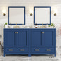 60' Blue Bathroom Vanity Set with Double Vanities (Separate), Double Ceramic Sinks, Storage Shelf, and Divided Drawers  (Mirror not included)– Modern Bathroom Solution for Spacious Bathrooms