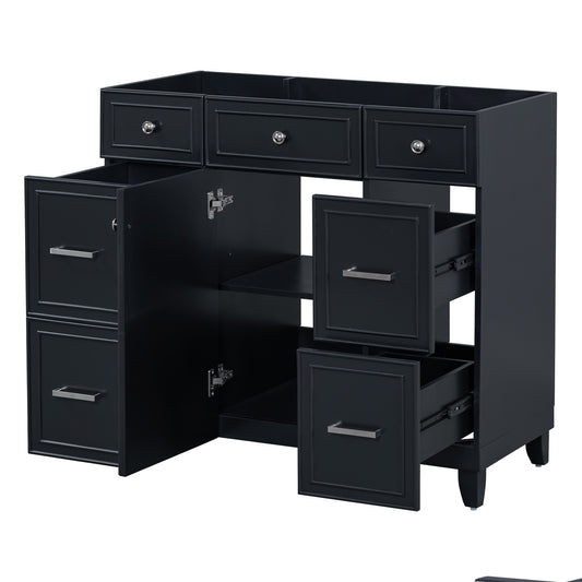 [Cabinet Only] 36' Bathroom Vanity-Black(Sink not included)