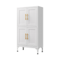 White Metal Kitchen Storage Cabinet, Kitchen Pantry Storage Cabinet with Doors and Shelves, Storage Cabinet with Adjustable Leveling Foot for Kitchen, Living Room and Dining Room W