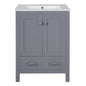24-inch Gray Bathroom Vanity with Integrated Undermount Ceramic Sink, 2 Doors 1 Drawer, Soft-Close Hinges, Solid Wood Frame, MDF Panels, Painted Finish