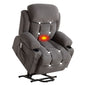 Power Lift Recliner Chair with Heat and Massage Electric Fabric Recliner Chair for Elderly with Side Pocket, USB Charge Port, Living room plastic armchair (Grey)A+B