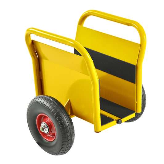 Super Weight 1000 LBS Heavy Duty Panel Dolly, Slab Dolly, Two Nice Handles, 10' Solid Rubber Tires, All-Terrain Movement for Heavy Drywall Sheet & Door Material (Yellow)