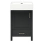 Modern Black Bathroom Vanity with Ceramic Sink, Solid Wood Frame and Drawer - 20.28 Inches