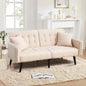 Futon Sofa Bed, 56' Loveseat Sofa Couches Mid Century Modern Couch Sleeper Sofa Bed with Adjustable Backrest and Armrests, Comfy Fabric Small Couches for Living Room Bedroom Office