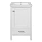 20-Inch Modern Bathroom Vanity with Ceramic Sink, Soft-Close Drawer & Door, Double-Layer Door Organizer, Divider Drawer, Adjustable Foot Pads – White Solid Wood+MDF, Space-Saving Storage Design