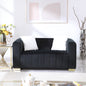 A modern  channel sofa  take on a traditional Chesterfield,Black color,loveseater