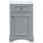 Modern Bathroom Vanity with Ceramic Sink, Soft Close Door, Adjustable Shelf, and Storage Rack - Grey Solid Wood 20-Inch
