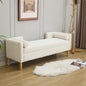 65.35'Wide Corduroy Storage Soft Bench with Armrests, Backrest and Two bolster Pillows for Living Room, Entryway and Bedroom. Ivory