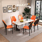 Marble Dining Table for 6-8, 71' Modern Luxury Dining Room Table for Kitchen, Carrara Gold Rectangular Table with Stainless Steel Base with 6 Chairs