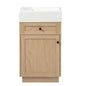 Rustic Style 18.5' Bathroom Vanity with Reversible Resin Sink, MDF Cabinet & Zinc Alloy Handles, Wood Grain Finish