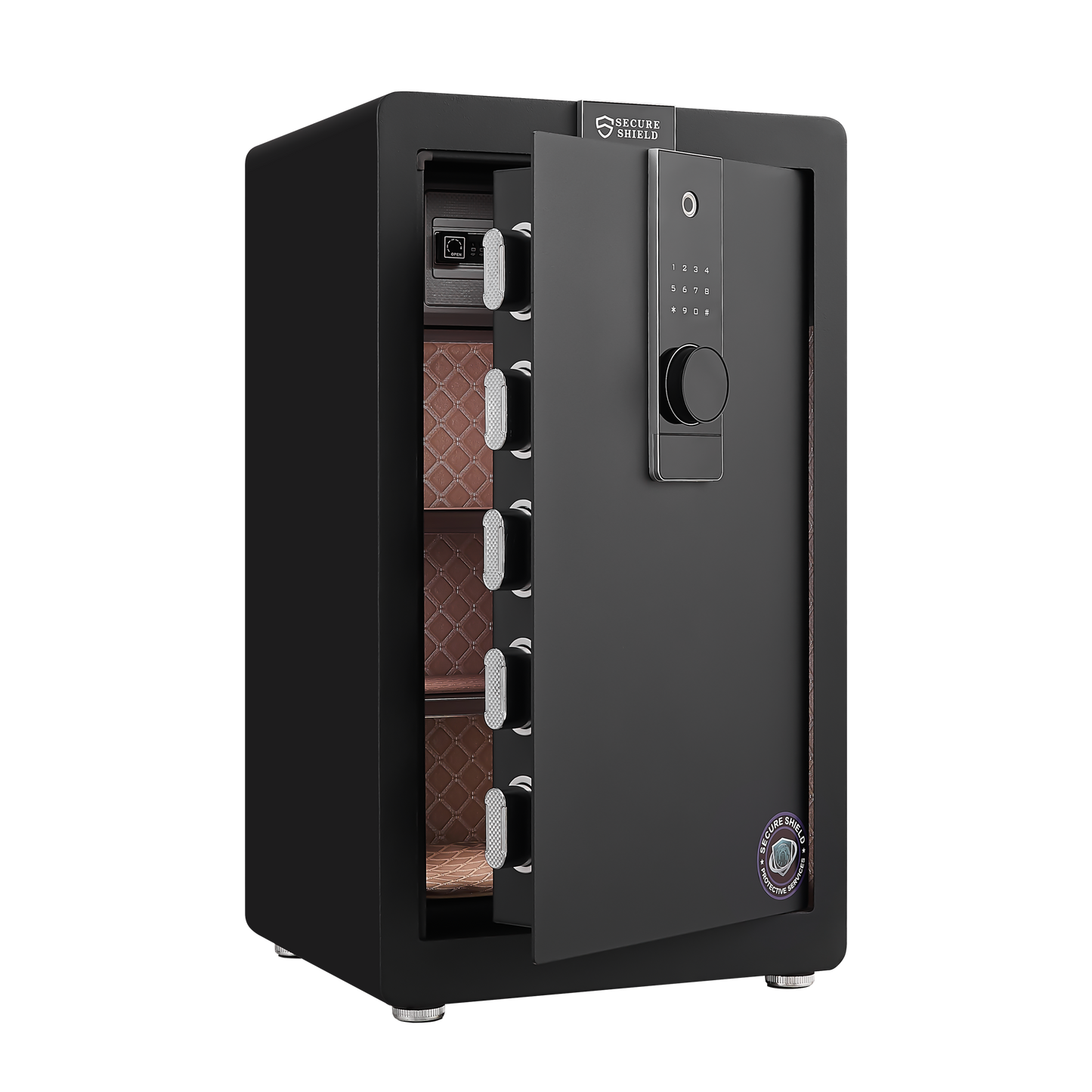 Safe box with biometric recognition, built-in removable partition and flexible compartment partition, dual protection with electronic password lock, private and invisible hidden compartment structure,