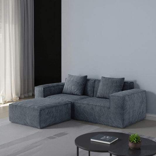 modular sofa can be converted into an oversized sofa bed Free conversion sofa set flexible configuration, soft corduroy cloud velvet fabric two person combination gray