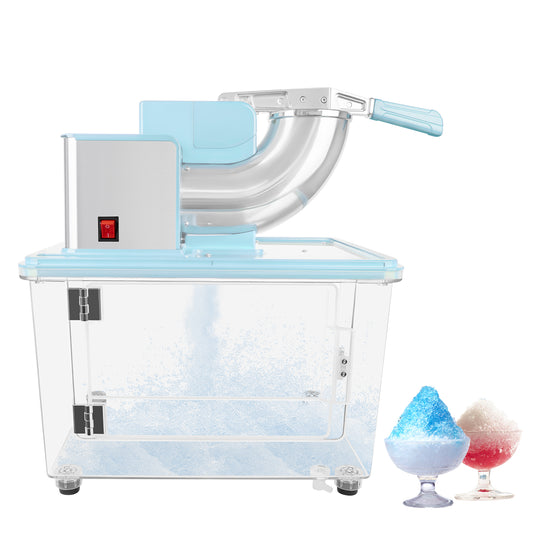 Electric Snow Cone Machine with Dual Blades, Stainless Steel Shaved Ice Machine with Safety On/Off Switch for Family, Restaurants, Bars
