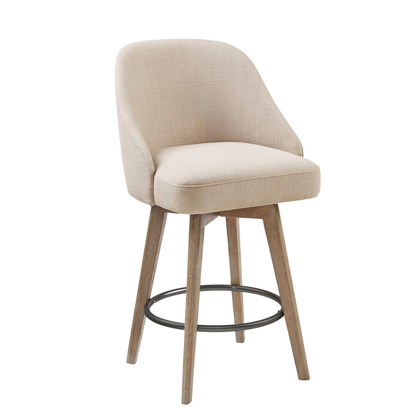 Counter Stool with Swivel Seat Function Sand Polyester and Solid Wood