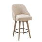 Counter Stool with Swivel Seat Function Sand Polyester and Solid Wood