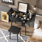27.9'' Black Makeup Vanity Desk with Flip Top Mirror and LED Light, Dressing Table with Charging Station, 2 Drawers and Fold-up Panel, Vanity Set with Cushioned Stool for Bedroom