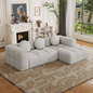 Modern upholstered combination sofa set, fully compressed modular 103' L-shaped combination living room sofa set with 3 pillows, free combination sofa for living room and bedroom (Right side recliner)