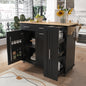K&K Kitchen Island with Drop Leaf, Kitchen Storage Cart with 3 Tier Pull Out Cabinet Organizer, Internal Storage Rack, Rolling Kitchen Cart on Wheels with Towel Rack, 2 Drawers, for Kitchen, Black