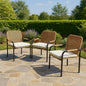 3-Piece Outdoor Dining Chairs Set, Rattan Backrest Patio Chairs with Removable Beige Cushions, 400 lbs Capacity, All-Weather Wicker Chairs for Garden, Backyard and Porch