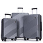 3 Piece Luggage Sets PC+ABS Lightweight Suitcase with Two Hooks, Spinner Wheels, (20/24/28) Gray