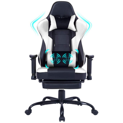 Game chair, ergonomically designed computer chair with headrest and 2D armrests, waist pillow electronic lounge chair with vibration massage function, competitive chair