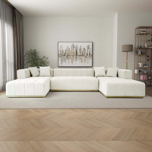 Nolan U-Shape Corner Sofa - Cream Velvet