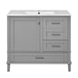 Modern Grey 36-Inch Bathroom Vanity with Solid Pine Frame and Soft Close Storage