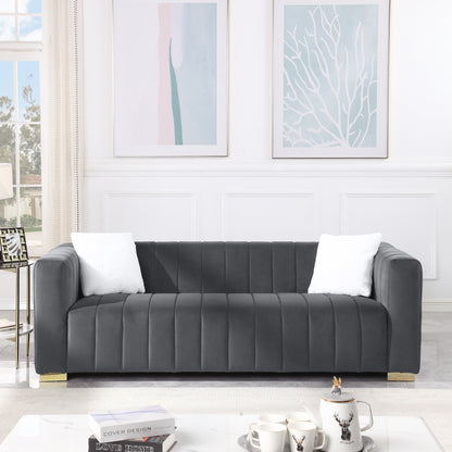 A modern  channel sofa  take on a traditional Chesterfield,Grey color,3 seater