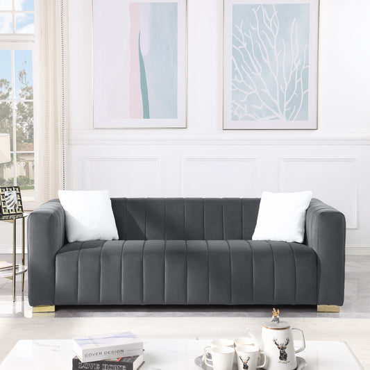 A modern  channel sofa  take on a traditional Chesterfield,Grey color,3 seater