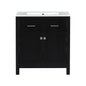 Modern Black 30 Inch Bathroom Vanity with Ceramic Sink and Soft Close Doors